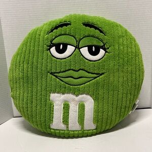 M&M Green Plush Pillow Stuffed Ribbed Soft Genuine item 15" Collectors item
